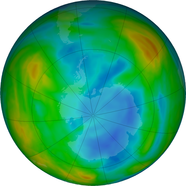 Antarctic ozone map for 19 July 2018